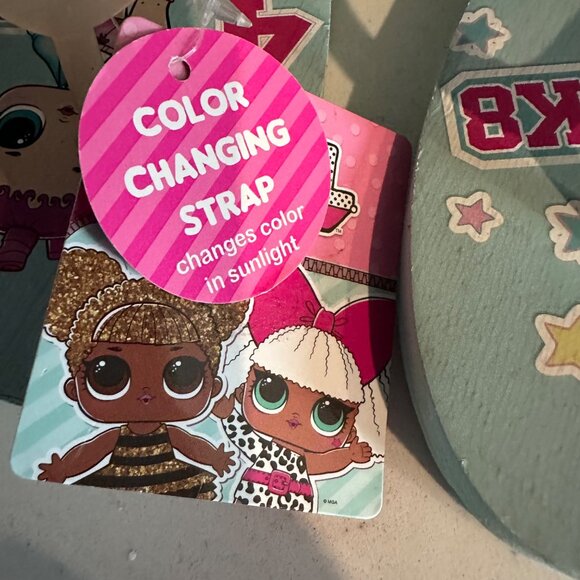 LOL Surprise Kids Flip Flops With Sunlight Color Changing Straps & Fun Character - Picture 2 of 8